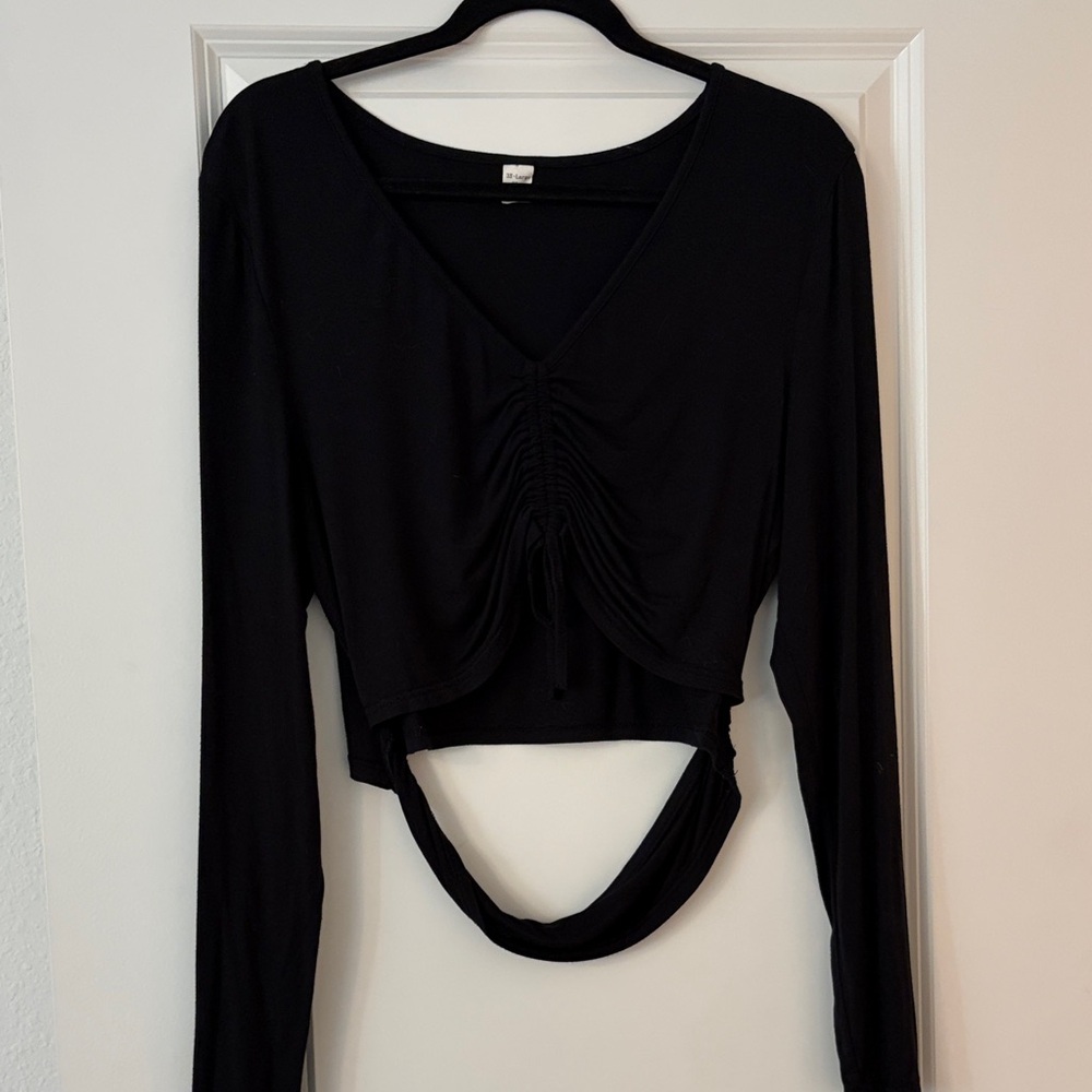 Amazon Black Long Sleeve Crop Top